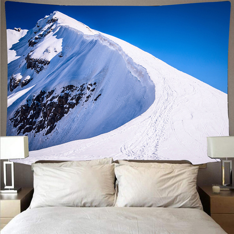 Beautiful snow mountain forest dusk landscape tapestry polyester psychedelic wall hanging hippie bedroom decoration tapestry