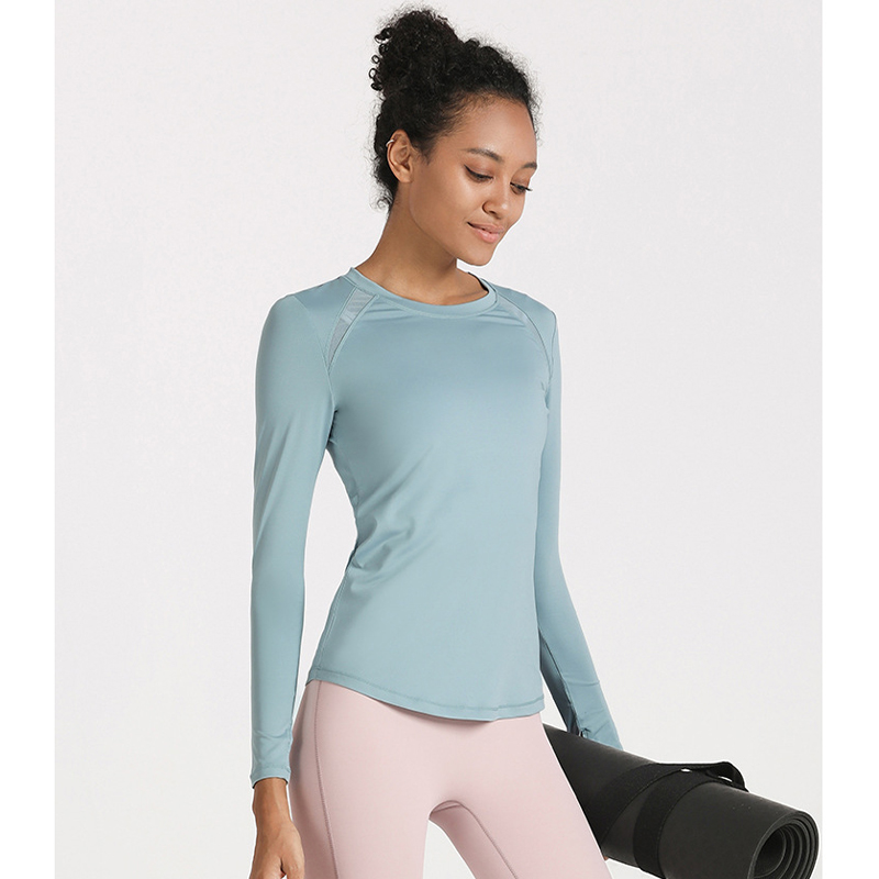 blue trianing long sleeve top