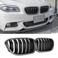 Car Carbon Fiber Glossy Double Slats Front Kidney Grille Grill For-BMW 5 Series F10 F11 M5 2010-2016