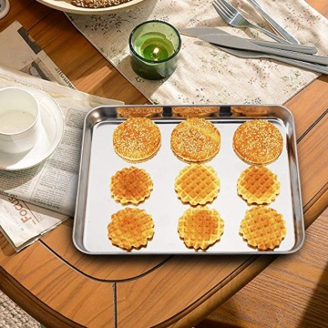 2 Pcs Baking Sheets Set Chef Cookie Sheets Stainless Steel Baking Pans Toaster Oven Tray Pans Easy Clean Baking Dishes Kitchen S