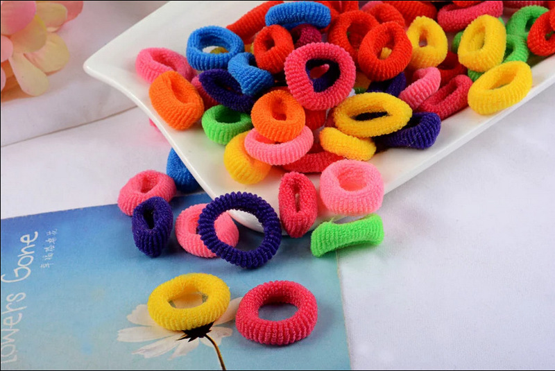 3cm 100pcs/Pack Girls Colorful Small Elastic Hair Bands Cute Ponytail Holder Rubber Bands Scrunchie Little Kids Hair Accessories