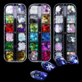 12 Grids Snowflake Nail Sequins 3D Laser Mirror Shiny Slices Winter Christmas Glitter Nail Art Decoration Accessories LEXHH01-05