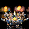 7 Colors Crystal Glass Lotus Flower Candle Tea Light Holder Buddhist Candlestick Party&Wedding& Birthday Friend As Gift 1206