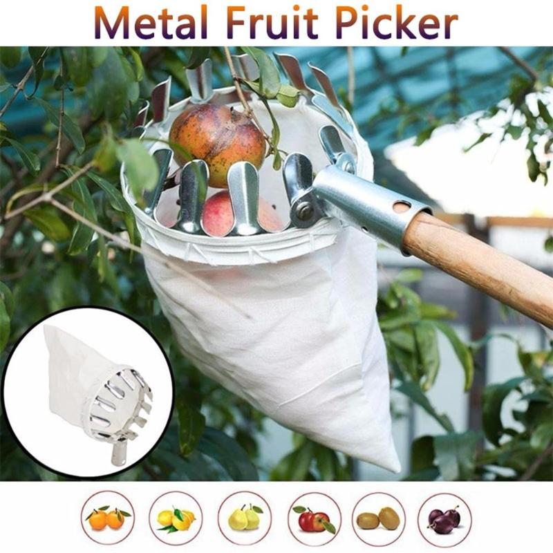 New Metal Fruit Picker Convenient Fabric Orchard Gardening Apple Peach High Tree Picking Tools