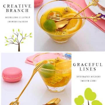 Creative Branch Leaves Shape Coffee Tea Creative Leaves Dessert Spoon Stainless Steel Fruit Fork Tableware Accessories