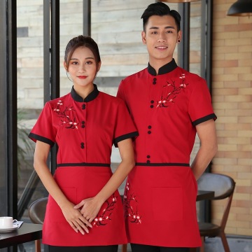 Waiters Work Clothes Summer Short Sleeve Waiter Uniforms Hotel Catering Fast Food Coffee Shop Workwear Western Hotel Clothes