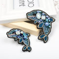 3D hand-beaded hand-stitched cloth seahorse dolphin costume accessories brooch headdress bag shoes decorative patch