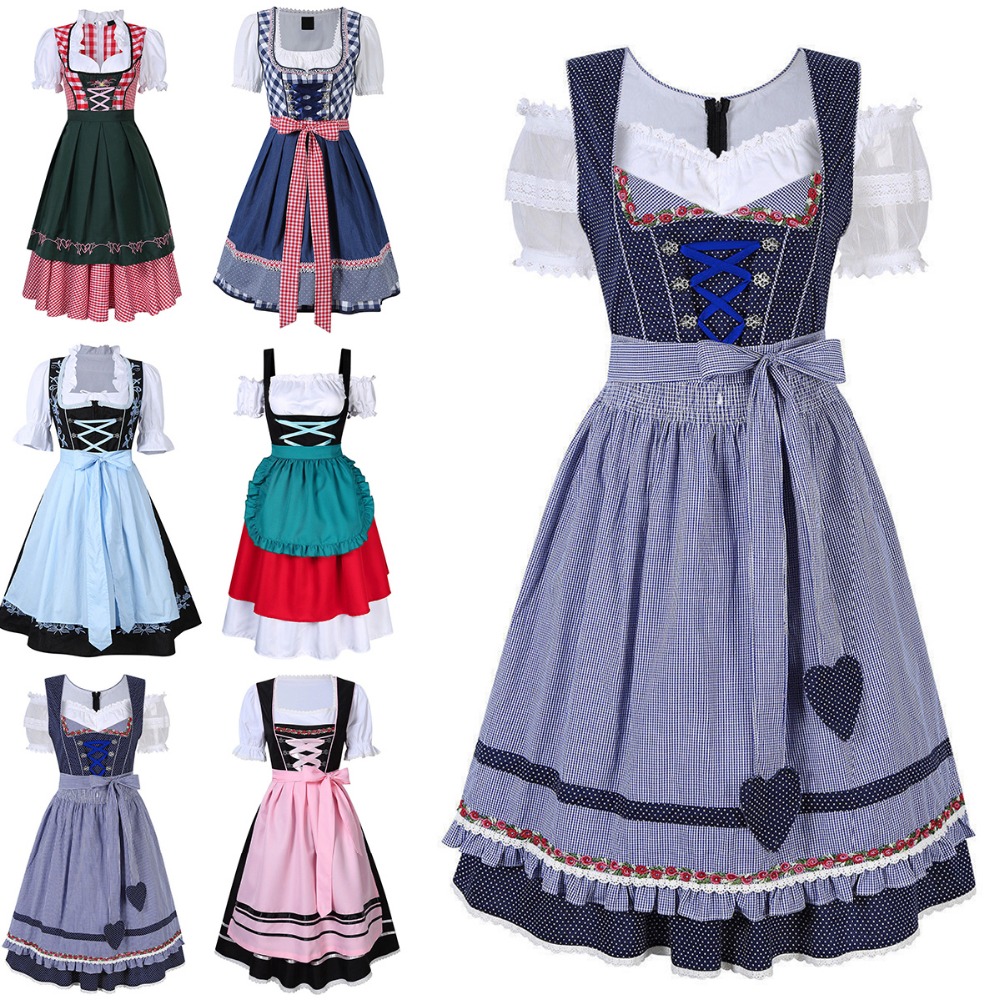 Dirndl Dress German Oktoberfest Bavarian Beer Wench Costume Maid Outfit Fancy