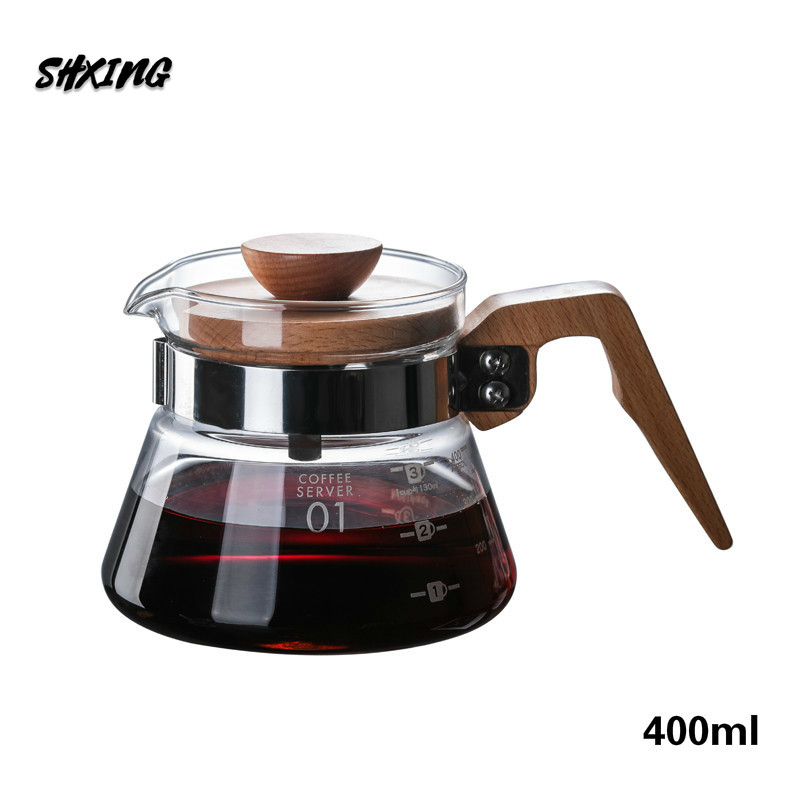 Wooden Cold Brew Coffee Maker V60 Glass 600ML/360ML Coffee Dripper and Pot Set for Coffee Filter Reusable Coffee Filters