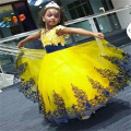 White/Yellow Flower Girls' Dresses With Royal Blue Lace Bridal Party Princess Style Ball Gowns For Weddings Kids