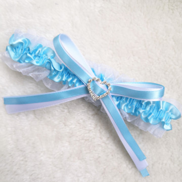 wedding garter blue bridal garter vintage inspired heart rhinestone bow toss garter