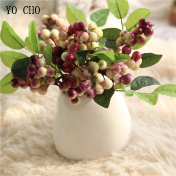 YO CHO 3pcs/lot Artificial Plant Christmas Berries Fake Plants Plastic Beans Christmas Bells Berries Mistletoe Home Party Decor