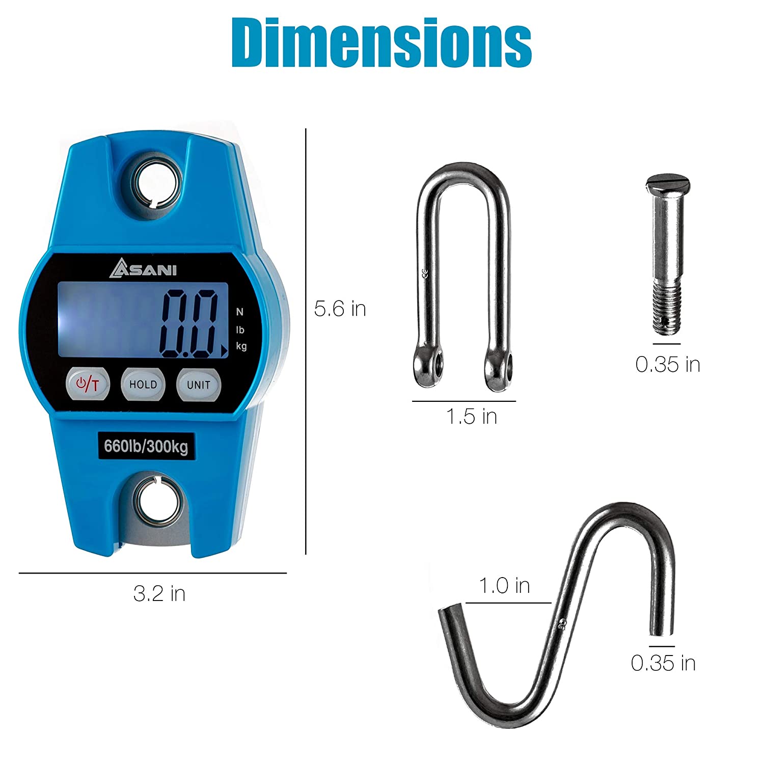 300kg 660 lb Mini Crane Scale Portable Industrial Digital Electronic Stainless Heavy Duty Digital Hanging Scales Tools