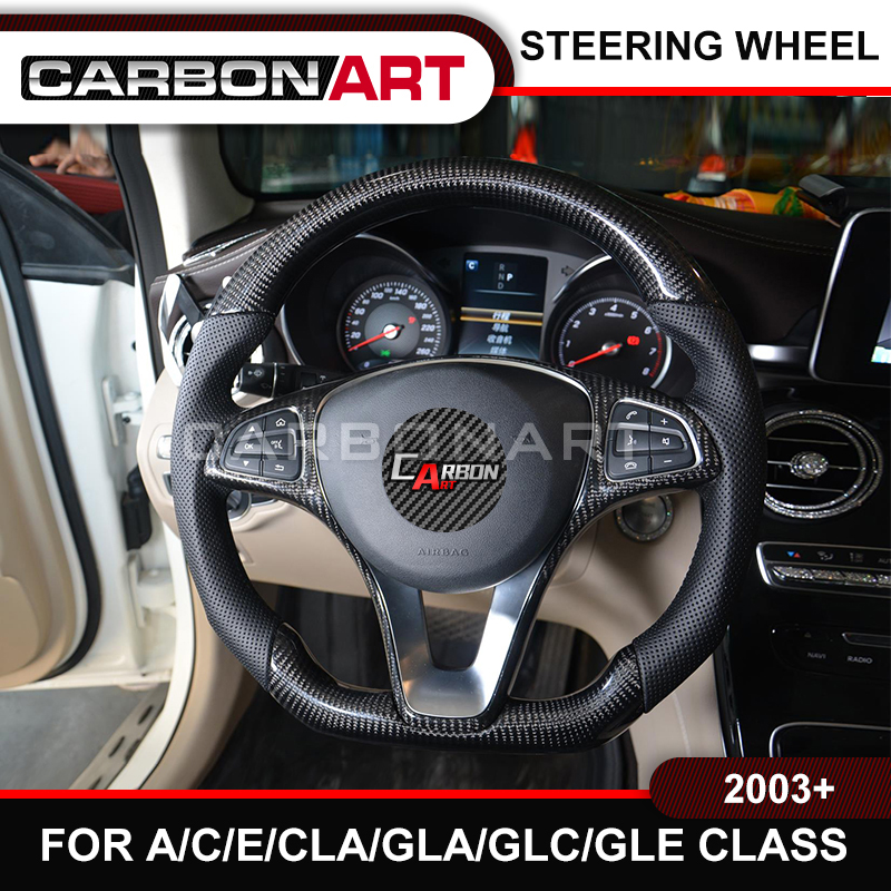 Real Carbon fiber and leather customized steering wheel for Mercedes W176 W246 C class W213 X253 GLA auto tuning parts
