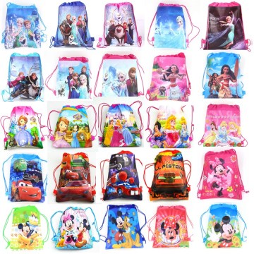 5/10/20/30Pc Disney Cars Princess Sofia Frozen Moana Snow White Minnie Mickey Non-woven Fabrics Shopping Bag Drawstring Backpack