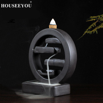HOUSEEYOU Square Incense Ceramic Backflow Incense Burner Creative Home Decor Incense Holder Censer Living Room Office Ornament