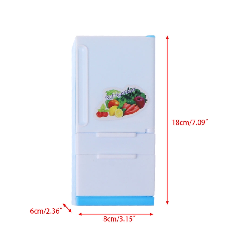 Refrigerator Play Set Doll House Doll Fridge Freezer With Food Kid Toy Furniture Toy For Children