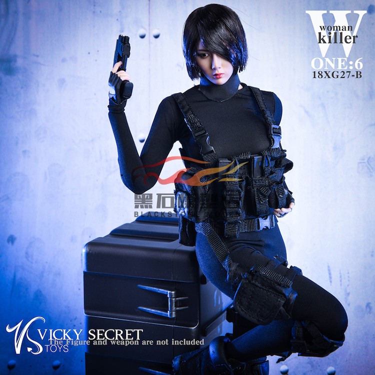 18XG27 1/6 female figure female killer combat costume set free weapon equipment box fit 12'' action figure