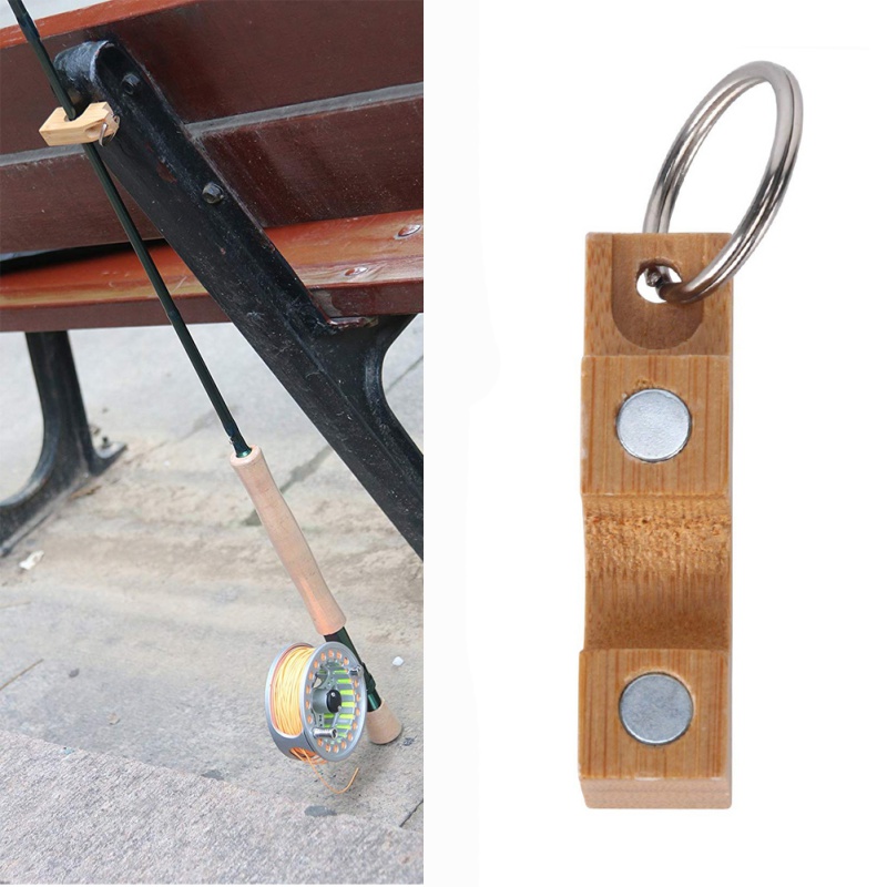 1PC Wooden Mini Fly Fishing Rod Rack Holder Magnetic Fishing Rod Guard Hanger Rod Transport System Attaches To Car