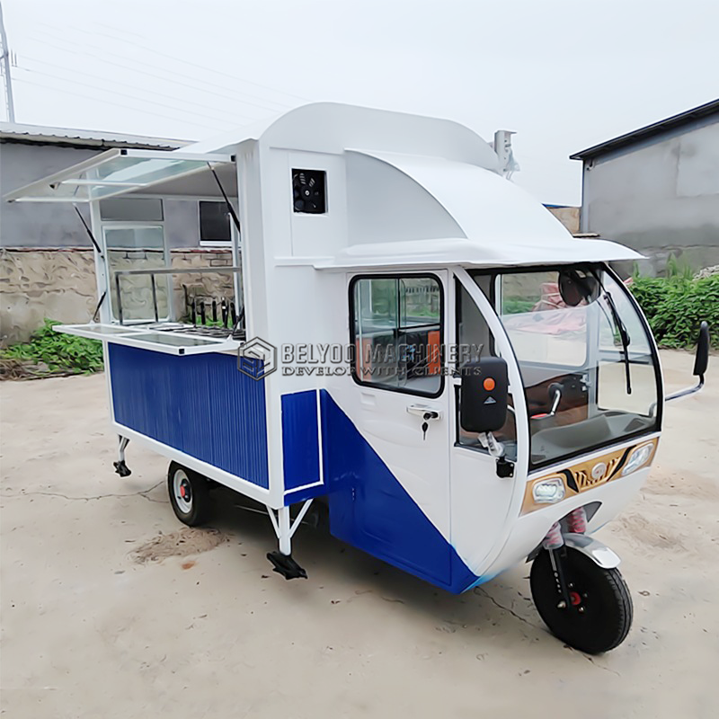 Electric Tricycle Ice Cream Truck Custom Size Food Kiosk Hot Dog Stand