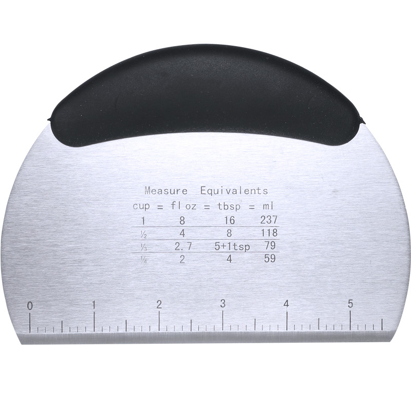 Stainless Steel Dough Scraper/Chopper/Cutter with Measurement, Multi-Purpose Bench Scraper for Baking, Pastry Tools