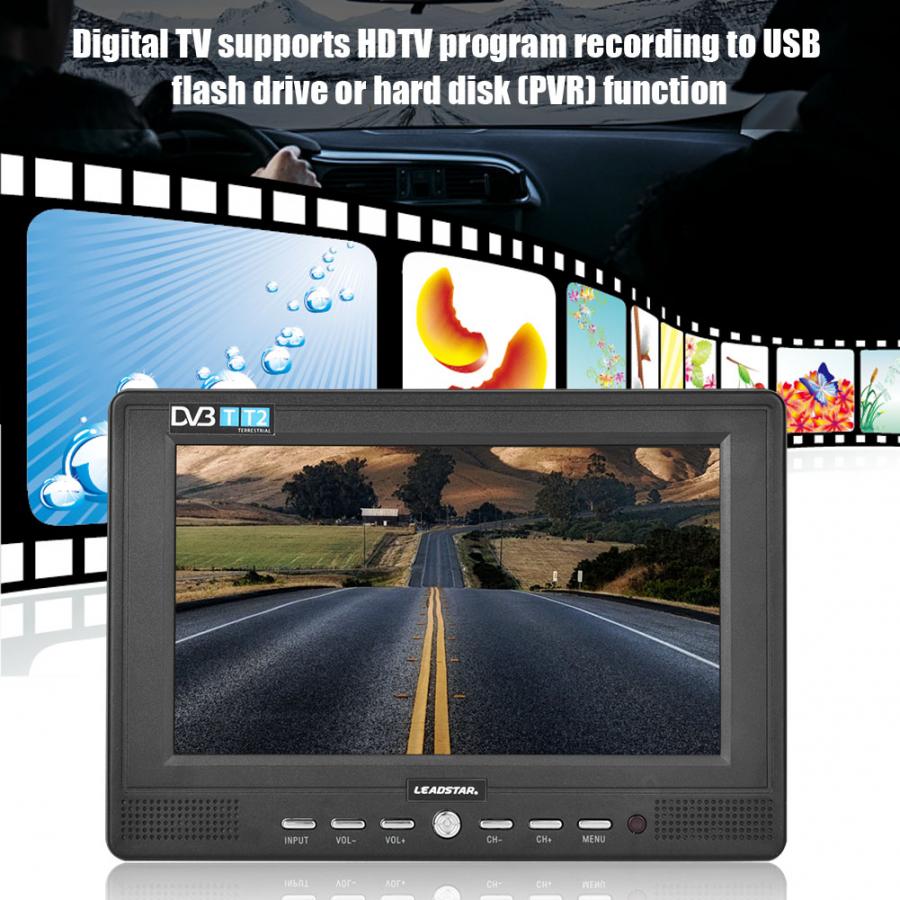 LEADSTAR D768 7'' Portable TV Mini Car TV 16:9 DVB-T/T2 ATSC 1080P 800*480 Digital / Analog/ ATV TV Television Player USB TF MP4