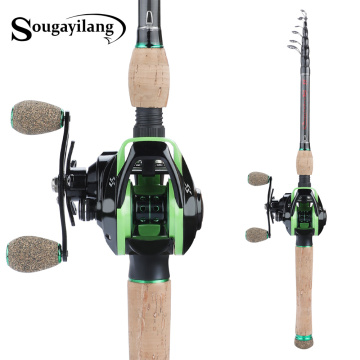 Sougayilang 1.8m-2.7m Baitcasting Rod Reel Combo M Power Carbon Fiber Fishing Rod 12+1BB Baitcasting Fishing Reel Kit