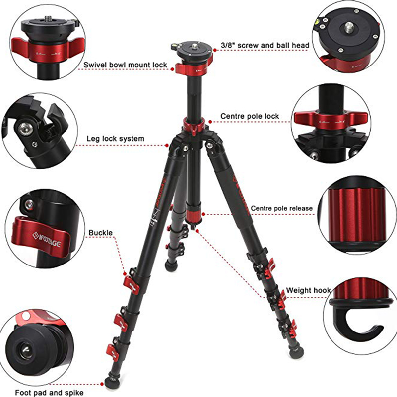 IFOOTAGE TA5&TC5&TA6&TC6 Gazelle series Professional Aluminum alloy&carbon fiber Video Tripod Compatible with Canon, Nikon,DSLR