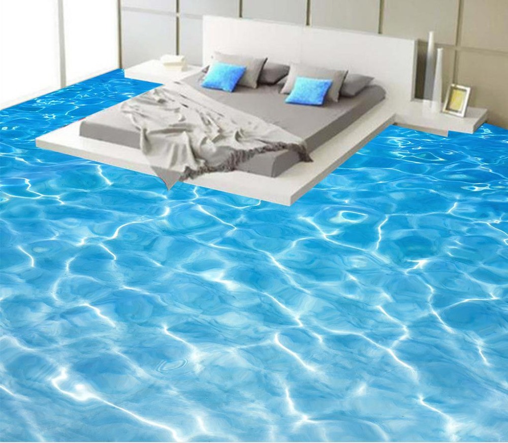 Photo floor wallpaper 3d stereoscopic Sea water ripples 3D floor Videos self-adhesive 3D floor wallpapers