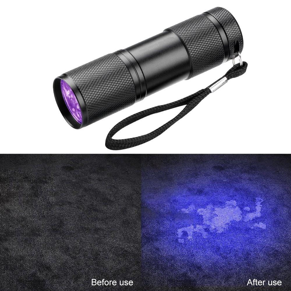 UV LED Flashlight 21LED 12LED UV Light 395-400nm Portable linterna torch Ultraviolet Black Light lamp