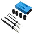 15 Degree Woodworking Pocket Hole Jig Kit Angle Drill Guide Set Hole Puncher Locator Jig Drill Bit Set For DIY Carpentry Tools