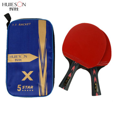 Huieson 2Pcs Upgraded 5 Star Carbon Table Tennis Racket Set with Table Tennis Bag Lightweight Powerful Ping Pong Paddle Bat
