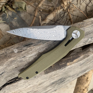 Original TUNAFIRE 07 Tactical Bearing Folding Knife Damas steel Blade linen Handle Outdoor Camping Hunting Survival Cutter EDC