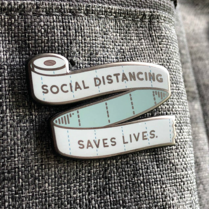 Social Distancing Saves Lives Enamel Pin Laple Pins Badge Brooch
