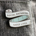 Social Distancing Saves Lives Enamel Pin Laple Pins Badge Brooch