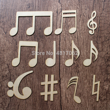 Wooden Choral Music Notes plywood, wooden openwork shape, gift tag ornament, Easter label ornament