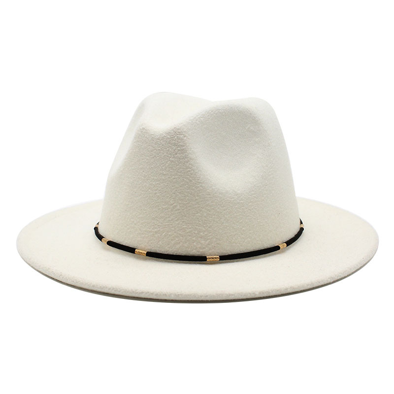 Black white Fedora Hats For Women Imitation Wool Fedoras Panama Felt Hat Winter Men Jazz Hats Trilby Chapeau Femme Caps 56-60cm