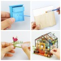 Robotime Miniature Dollhouse DIY Dollhouse with doll house furniture, Light Gift for Children Adults Kathy's Flower House