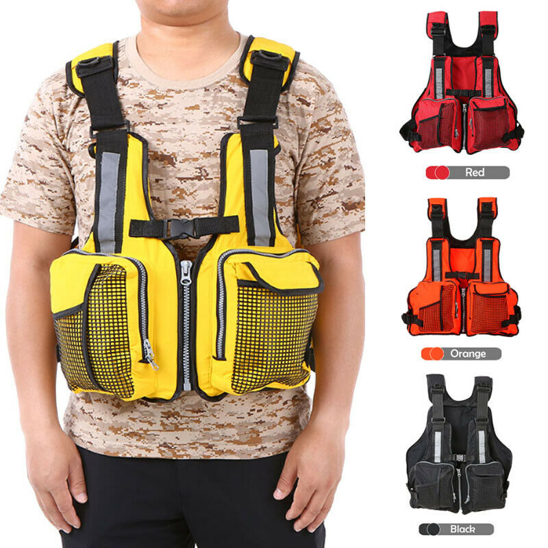 Adult Life Jacket Adjustable Multi Pocket Lifejacket Buoyancy Safe Sailing Kayak Canoeing Fly Fishing Watersport Aid Vest