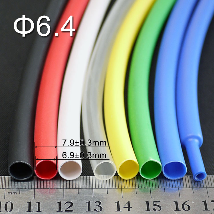 1M 6.4mm Diameter PE 3:1 Ratio Heat Shrink Tube Adhesive Lined Dual Wall With Thick Glue Wire Wrap Waterproof Kit Cable Sleeve