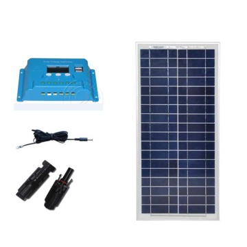 Kit Placa Solar 12v 20wAutocaravana Solar Battery Controller 12v/24v 10A Solar Home System Car Caravan Camp RV Light Lamp