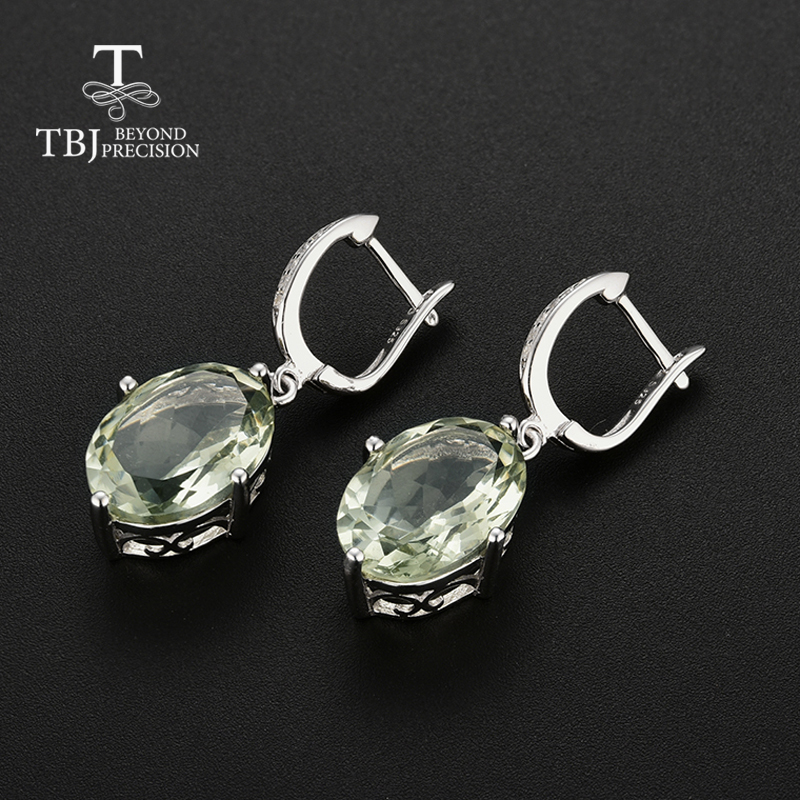Natural Green amethyst Jewelry set 35ct oval 10*14mm pendant Earring ring 925 sterling silver for women daily wear nice gift tbj