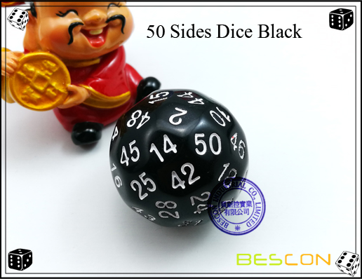 50 Sides Dice Black