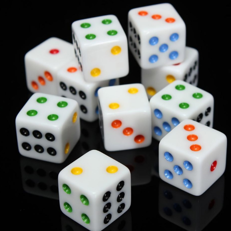 10 Pcs/lot Colorful Point Dice Puzzle Game 6 Sided Square Corner Dice Funny Game Accessory 16mm