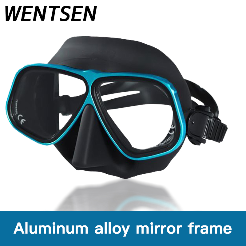 NEW Color Alloy frame free diving goggles scuba full face mask wet tube kit Snorkeling equipment Ultra low volume Free-dive