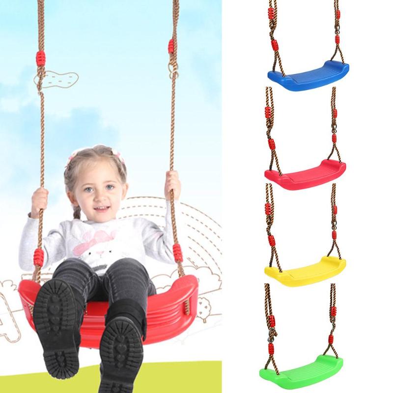 Adjustable Garden Swing Kids Hanging Seat Toys with Height Ropes Plastic Single Hanging Chair Outdoor Safety Toys Gifts Play New