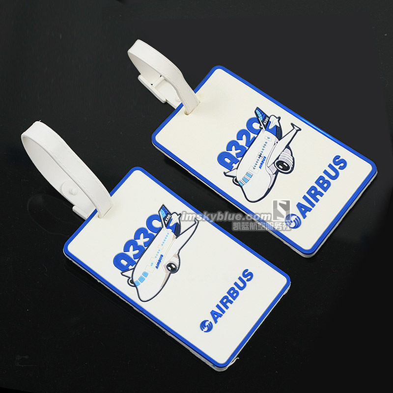New Arrival Airbus A320 330 Luggage Tag White Rectangle Rubber Travel Luggage tag with Cartoon Plane Special for Aviation Lover