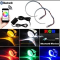 Bluetooth Wireless Remote Control 15-SMD RGB LED Demon Eye Halo Ring Kit For Headlight Projectors or 2.5" 2.8" 3.0" Retrofit