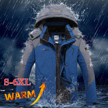 2020 Winter Outdoor Jacket Men Thick Warm Velvet Coat Men's Windproof Hooded Jackets Casual Hiking Mountaineering Outerwear 9XL