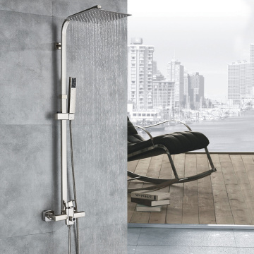 Uythner Luxury Shower Set Wall Mount Brushed Nickel 8 Inch rainhead Bathroom Shower Faucet Set Adjustable Shower Bar Mixer Tap